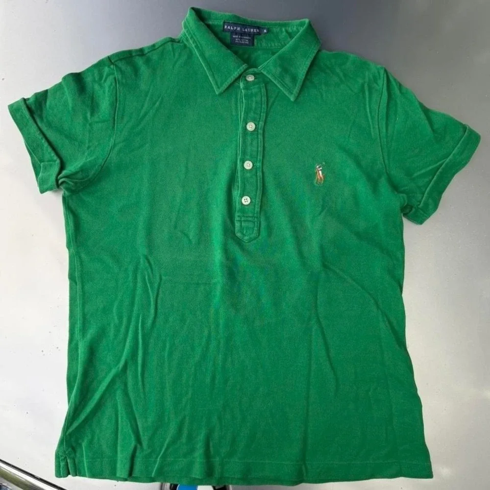 Vtg Green Ralph Lauren four button polo shirt